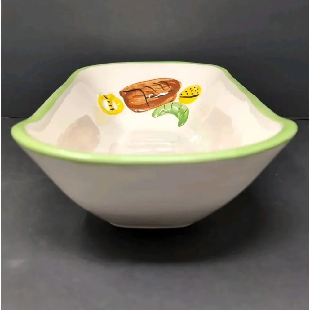 VTG Maurice Ceramics Of Calif USA Mid Century BREAD Ceramic Basket Tray Novelty‎